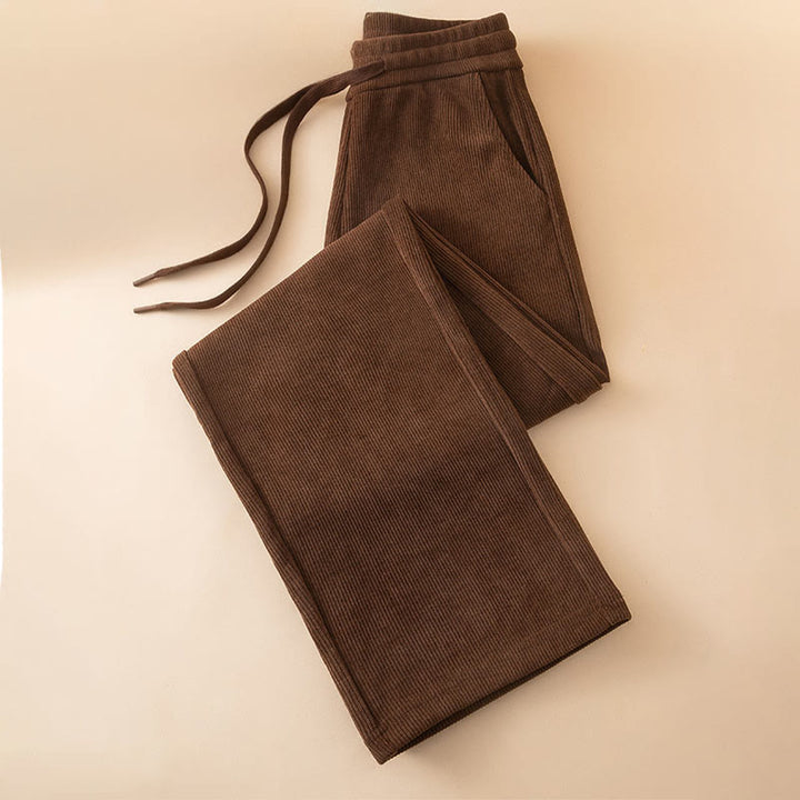 Pantalon large en coton avec poches pour femme Buddha Stones, couleur unie, automne - image 4