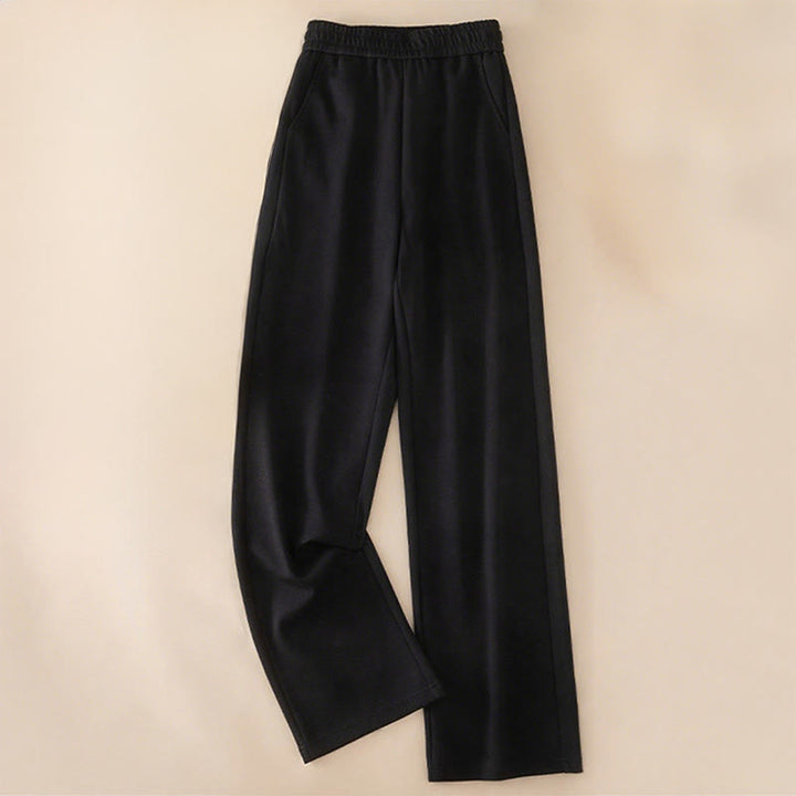 Pantalon large en coton uni taille haute avec poches pour femme Buddha Stones - Noir - US12，UK/AU16，EU44 (3XL) - image 11