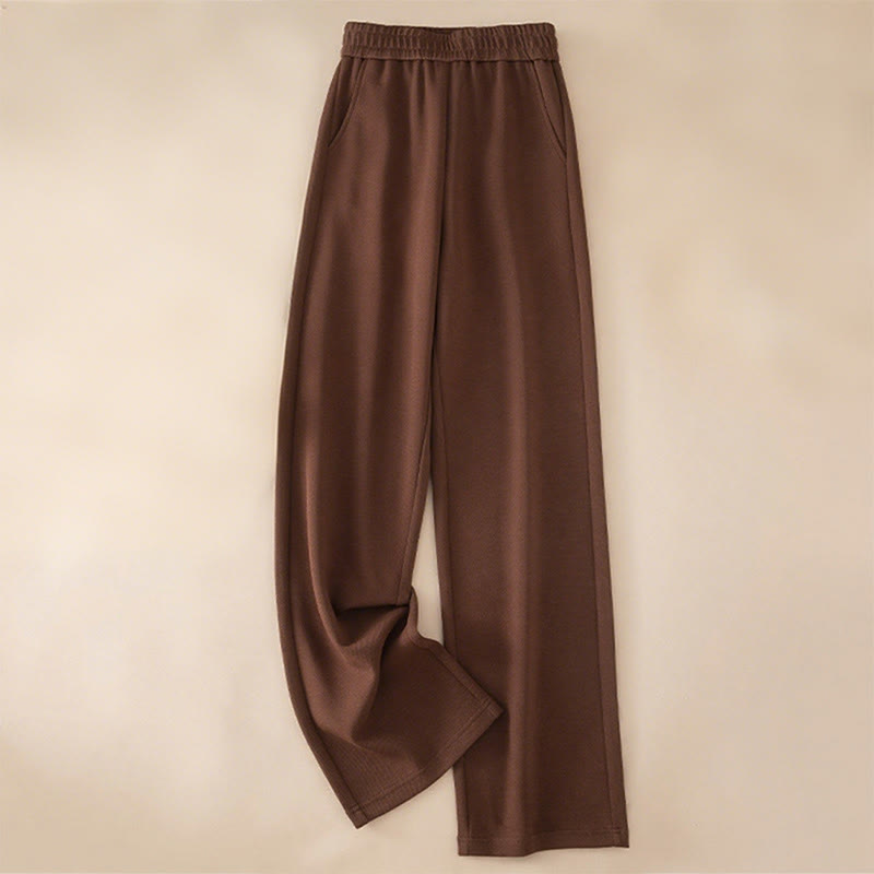 Pantalon large en coton uni taille haute avec poches pour femme Buddha Stones - Terre de sienne - US12，UK/AU16，EU44 (3XL) - image 0