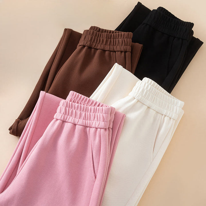 Pantalon large en coton uni taille haute avec poches pour femme Buddha Stones - image 18
