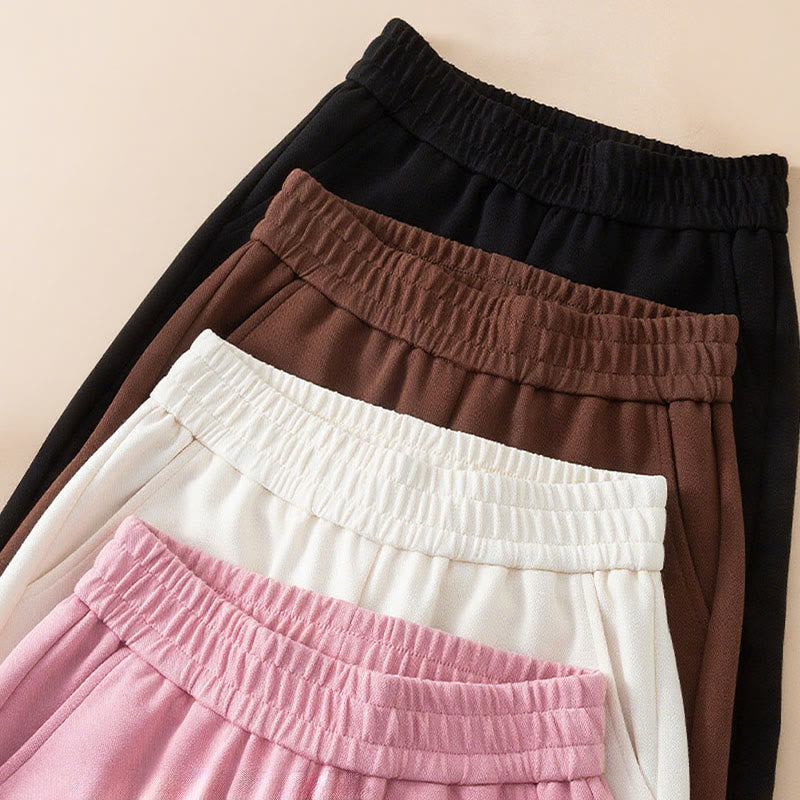 Pantalon large en coton uni taille haute avec poches pour femme Buddha Stones - image 19