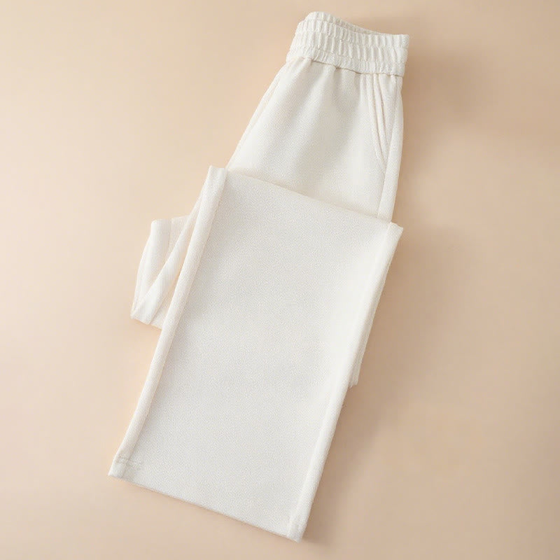 Pantalon large en coton uni taille haute avec poches pour femme Buddha Stones - image 5