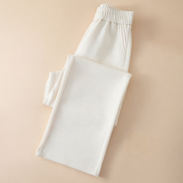 Pantalon large en coton uni taille haute avec poches pour femme Buddha Stones - image 5