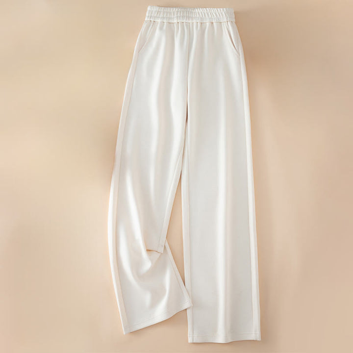 Pantalon large en coton uni taille haute avec poches pour femme Buddha Stones - image 4
