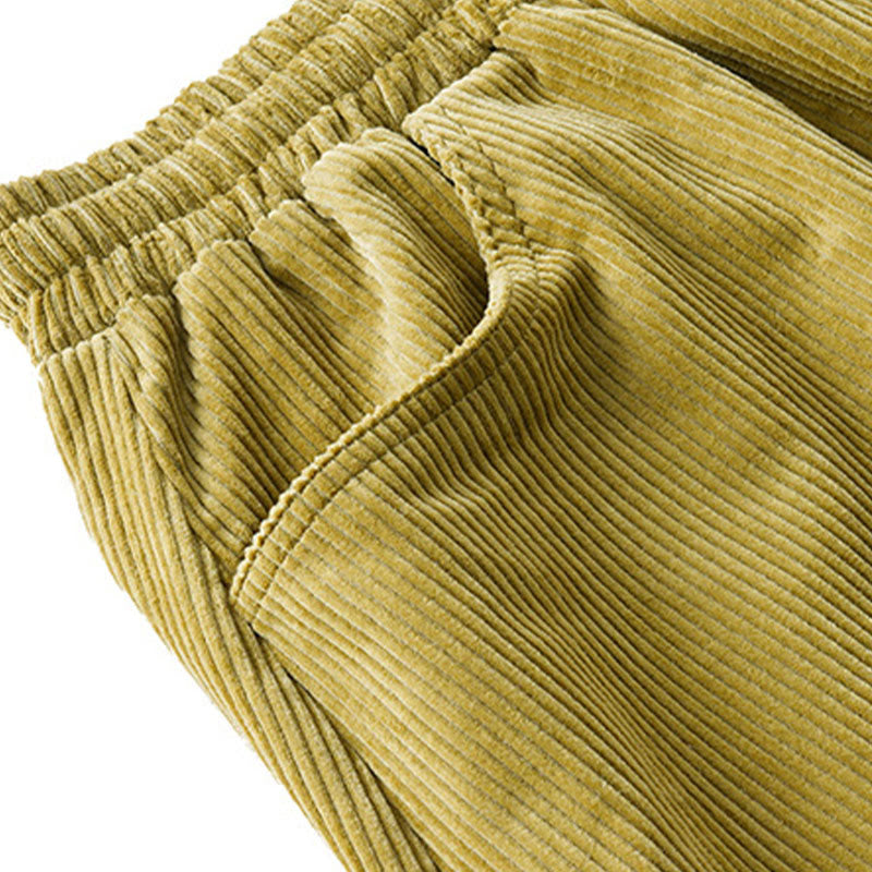 Pantalon en velours côtelé uni pour femme Buddha Stones, longueur cheville, design simple, avec poches - image 14