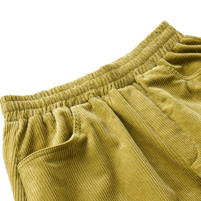 Pantalon d' Buddha Stones en velours côtelé de coton pour femme, longueur cheville, uni, avec poches, design simple - image 15