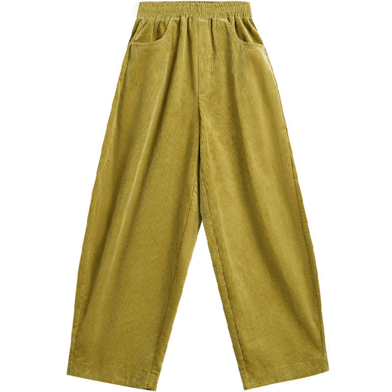 Pantalon en velours côtelé uni pour femme Buddha Stones, longueur cheville, design simple, avec poches - image 18
