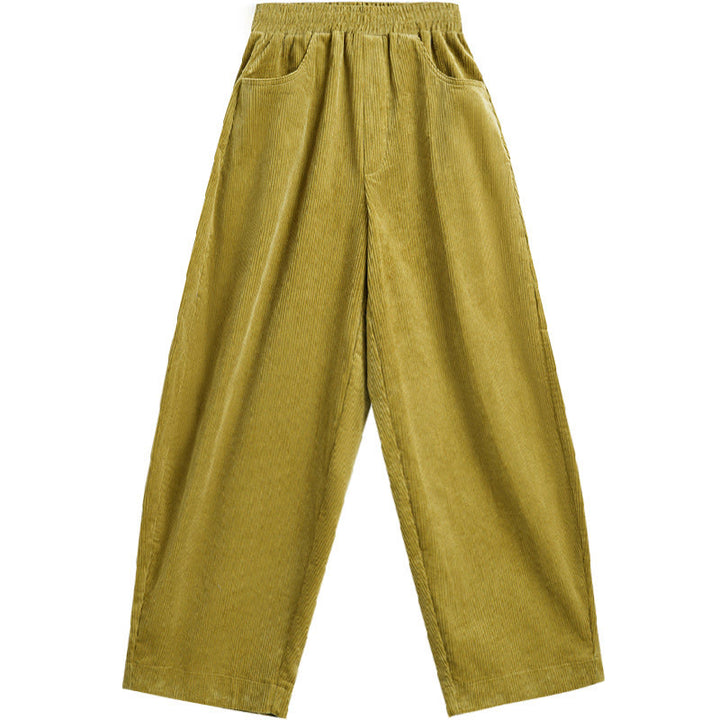 Pantalon en velours côtelé uni pour femme Buddha Stones, longueur cheville, design simple, avec poches - image 18