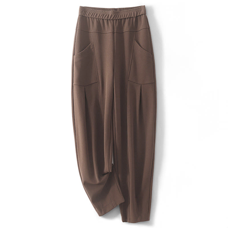 Pantalon thermique taille haute décontracté vintage patchwork pour femme avec poches Buddha Stones - Terre de sienne - US8-10，UK/AU12-14，EU40-42 (2XL) - image 0