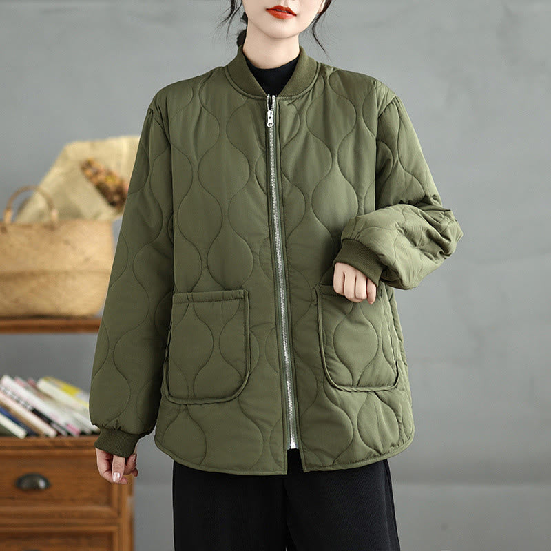 Veste à manches longues en coton avec fermeture éclair et poches pour femme Buddha Stones - image 4