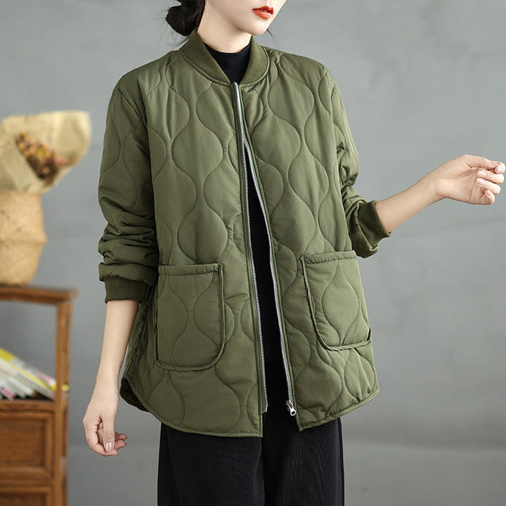 Veste à manches longues en coton avec fermeture éclair et poches pour femme Buddha Stones - image 2