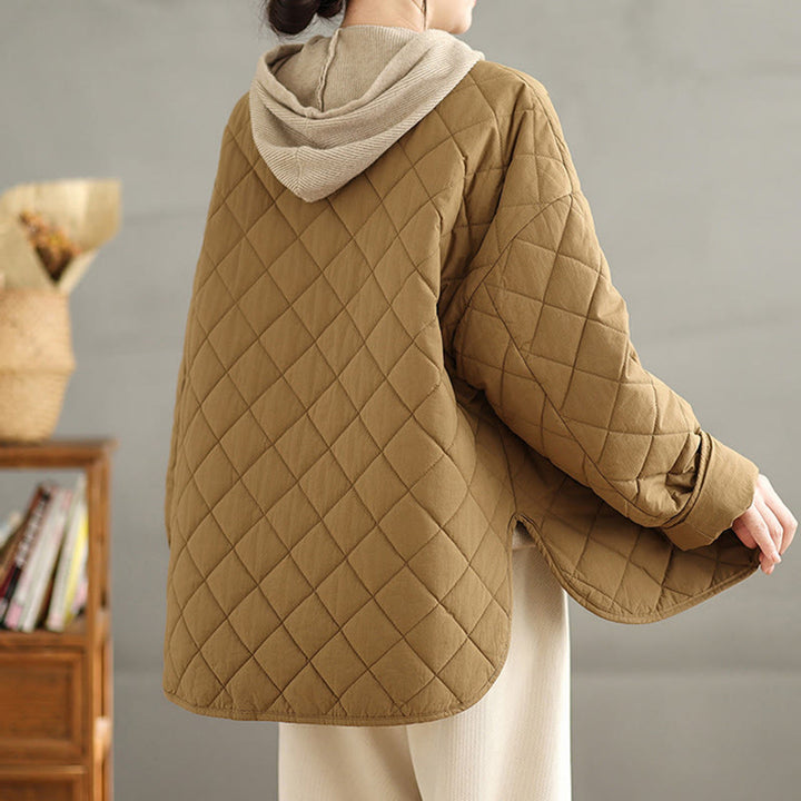 Veste matelassée thermique à manches longues et poches pour femme Buddha Stones, en coton, avec boutons - image 5