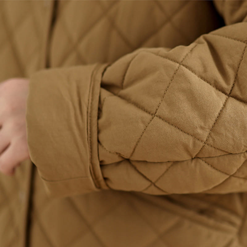 Veste matelassée thermique à manches longues et poches pour femme Buddha Stones, en coton, avec boutons - image 7