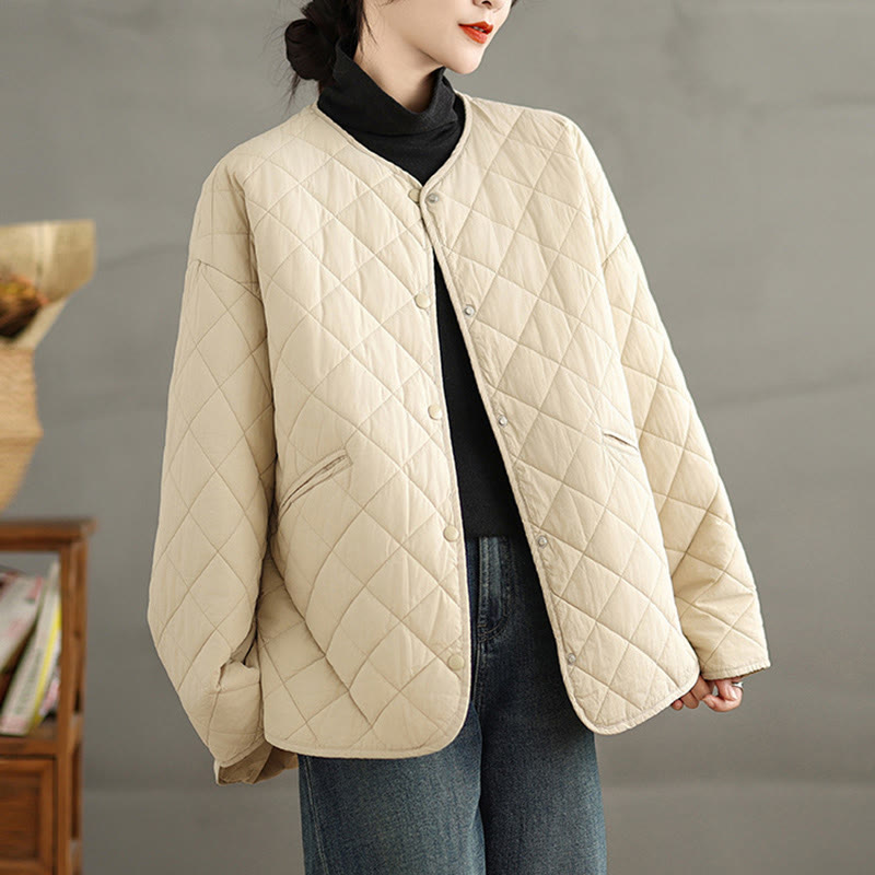 Veste matelassée thermique à manches longues et poches pour femme Buddha Stones, en coton, avec boutons - image 12