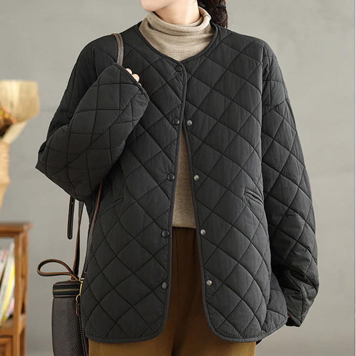 Veste matelassée thermique à manches longues et poches pour femme Buddha Stones, en coton, avec boutons - image 23