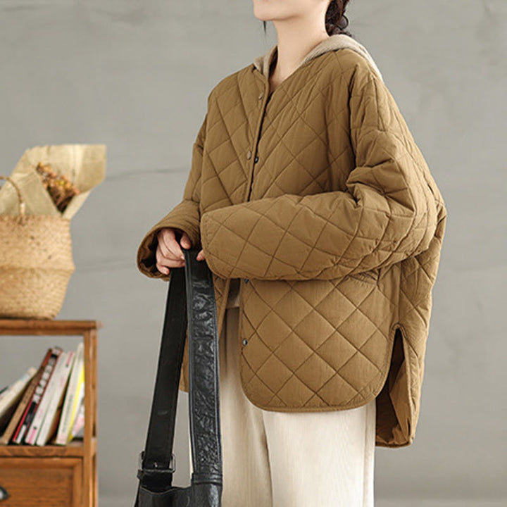 Veste matelassée thermique à manches longues et poches pour femme Buddha Stones, en coton, avec boutons - image 2