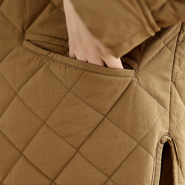 Veste matelassée thermique à manches longues et poches pour femme Buddha Stones, en coton, avec boutons - image 8