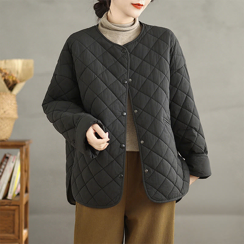 Veste matelassée thermique à manches longues et poches pour femme Buddha Stones, en coton, avec boutons - Noir - US14，UK/AU18，EU46 (2XL) - image 18