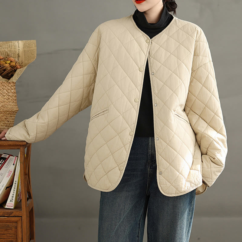 Veste matelassée thermique à manches longues et poches pour femme Buddha Stones, en coton, avec boutons - image 11