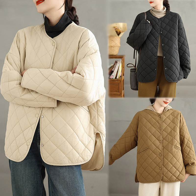Veste matelassée thermique à manches longues et poches pour femme Buddha Stones, en coton, avec boutons - image 24