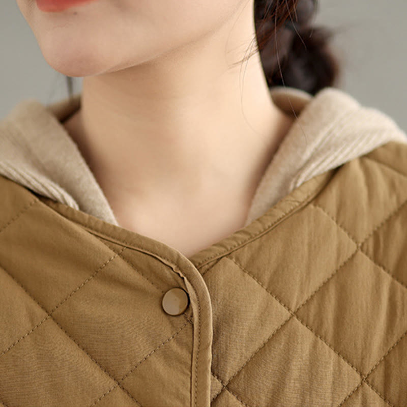 Veste matelassée thermique à manches longues et poches pour femme Buddha Stones, en coton, avec boutons - image 6