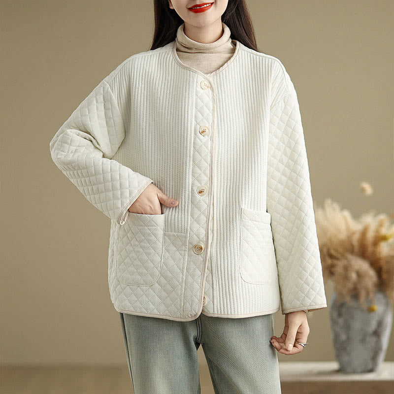 Veste en coton à manches longues et poches pour femme, style vintage, boutons et design simple, Buddha Stones - image 7