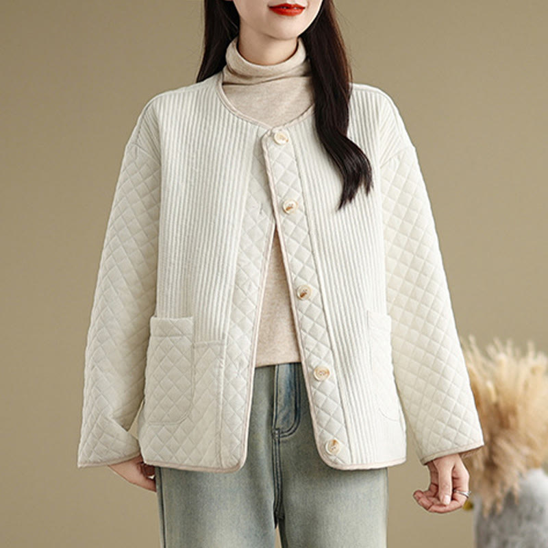 Veste en coton à manches longues et poches pour femme, style vintage, boutons et design simple, Buddha Stones - image 8