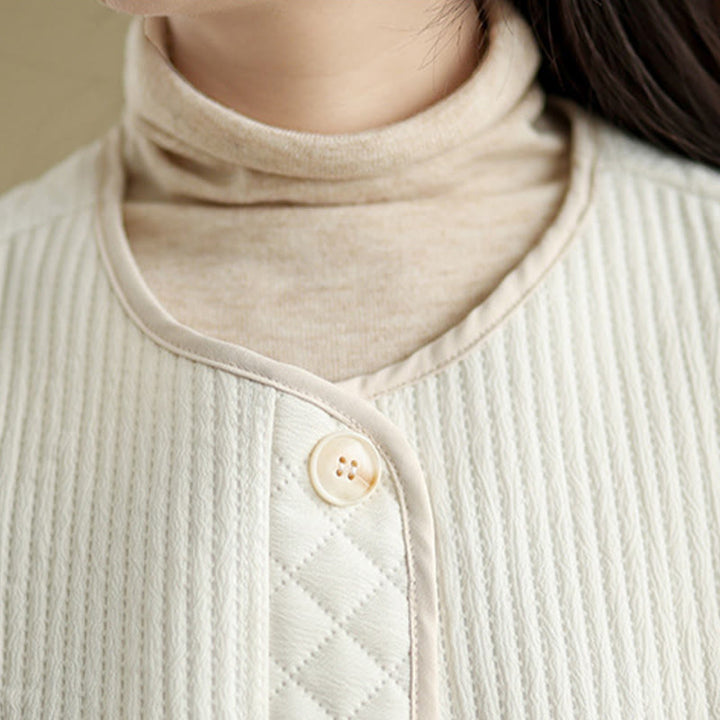 Veste en coton à manches longues et poches pour femme, style vintage, boutons et design simple, Buddha Stones - image 12