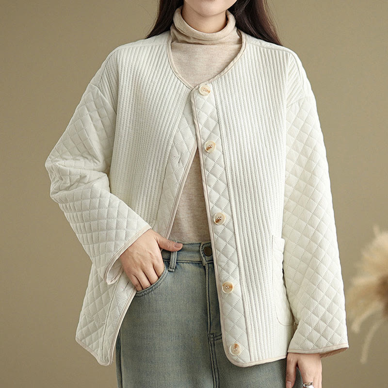 Veste en coton à manches longues et poches pour femme, style vintage, boutons et design simple, Buddha Stones - image 11