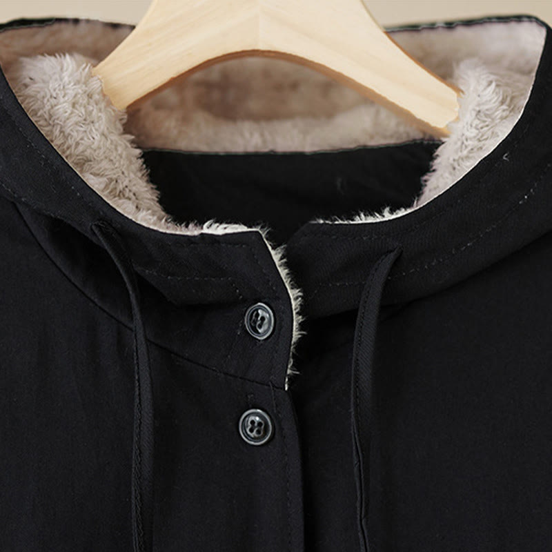 Veste à capuche à manches longues pour femme Buddha Stones, doublure polaire thermique en coton avec poches - image 8