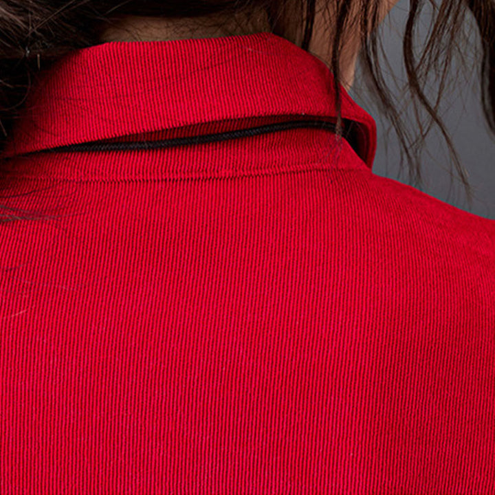 Robe mi-longue en velours côtelé de coton à manches longues et poches, motif Buddha Stones Fall Buttons - image 17