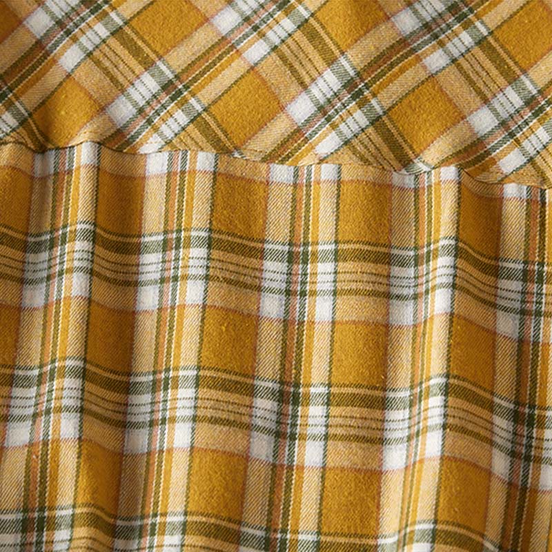 Robe mi-longue en coton à manches longues et à carreaux contrastés avec poches et revers - image 13