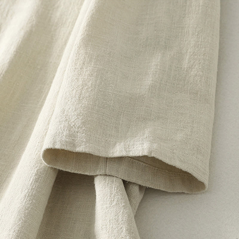 Robe mi-longue en coton à manches longues et fermeture diagonale avec boutons grenouilles et Buddha Stones - image 12