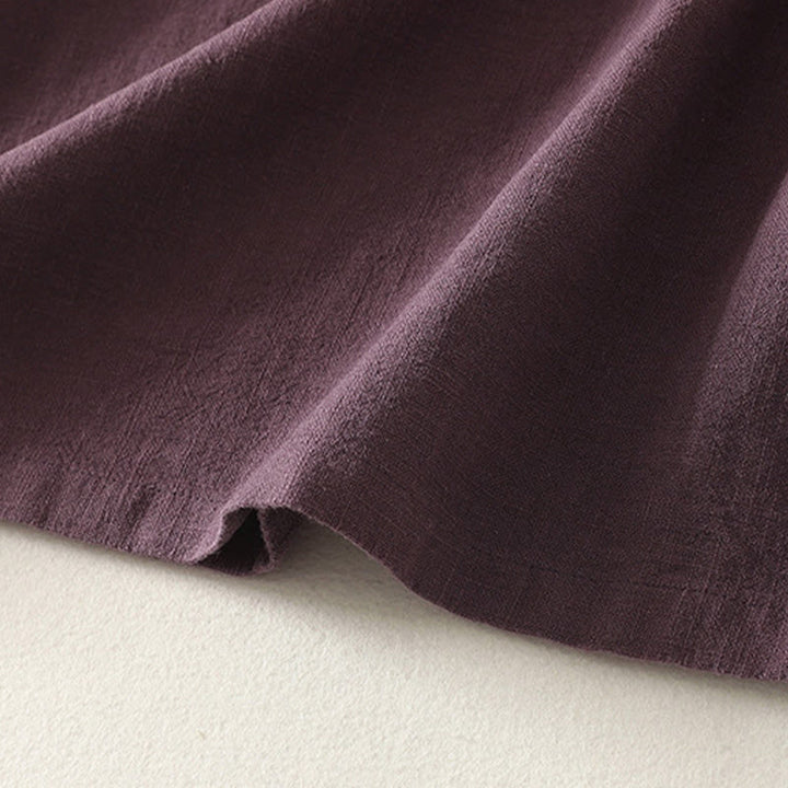 Robe mi-longue en coton à manches longues et fermeture diagonale avec boutons grenouilles et Buddha Stones - image 5