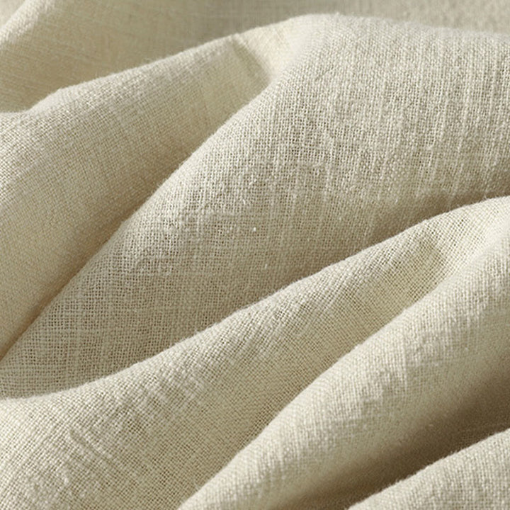 Robe mi-longue en coton à manches longues et fermeture diagonale avec boutons grenouilles et Buddha Stones - image 13