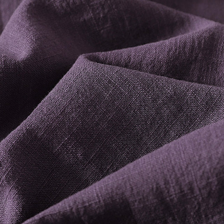 Robe mi-longue asymétrique à manches longues en coton et lin avec boutons grenouilles style vintage Buddha Stones - image 11