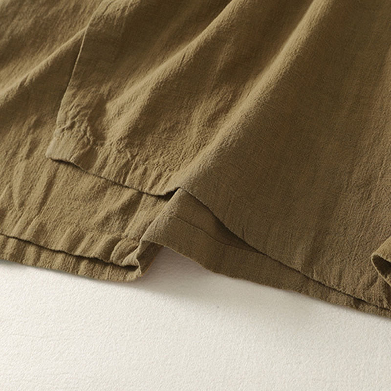 Robe mi-longue asymétrique à manches longues en coton et lin avec boutons grenouilles style vintage Buddha Stones - image 5