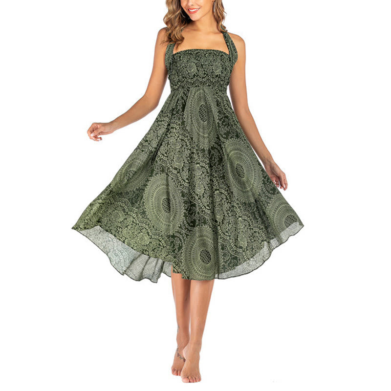 Robe jupe fleurie style bohème avec deux Buddha Stones et une rose des vents - image 8