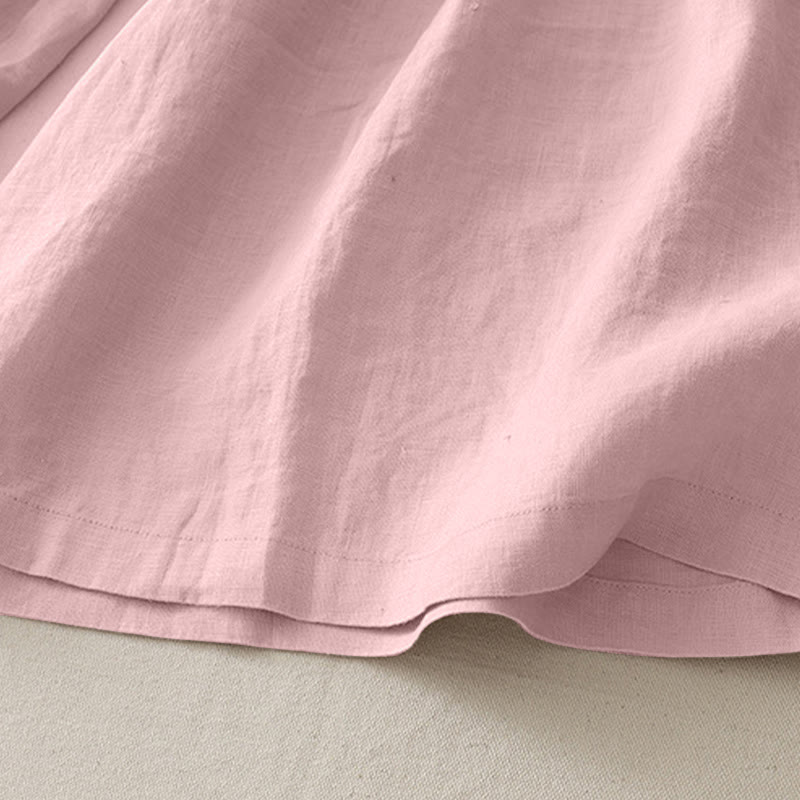 Pantalon large Buddha Stones uni à plis élastiques en polyester pour femme avec poches - image 2