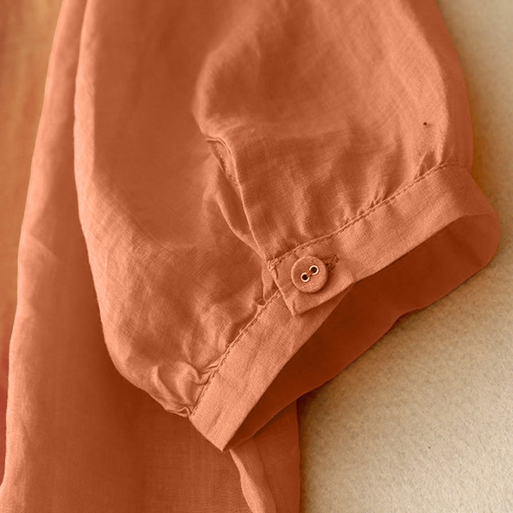 Chemise à manches courtes pour femme avec broderie de lignes et col en V représentant des Buddha Stones - image 8