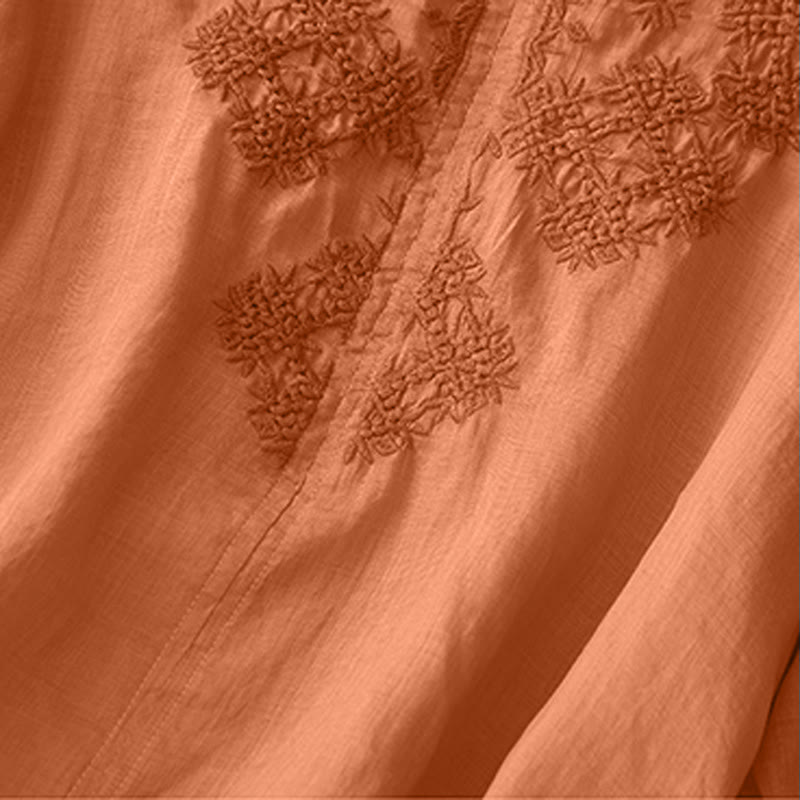 Chemise à manches courtes pour femme avec broderie de lignes et col en V représentant des Buddha Stones - image 6
