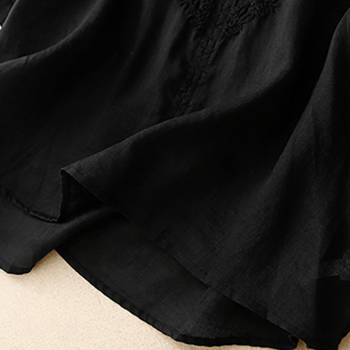 Chemise à manches courtes pour femme avec broderie de lignes et col en V représentant des Buddha Stones - image 13