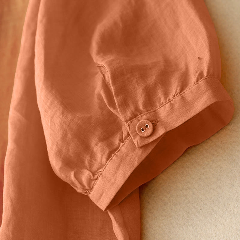 Chemise à manches courtes pour femme avec broderie de lignes et col en V représentant des Buddha Stones - image 8