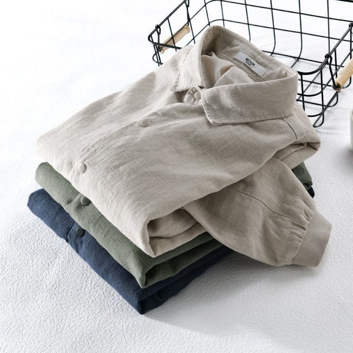 Chemise en coton et lin côtelée à manches longues et poches pour homme, motif Buddha Stones - image 18