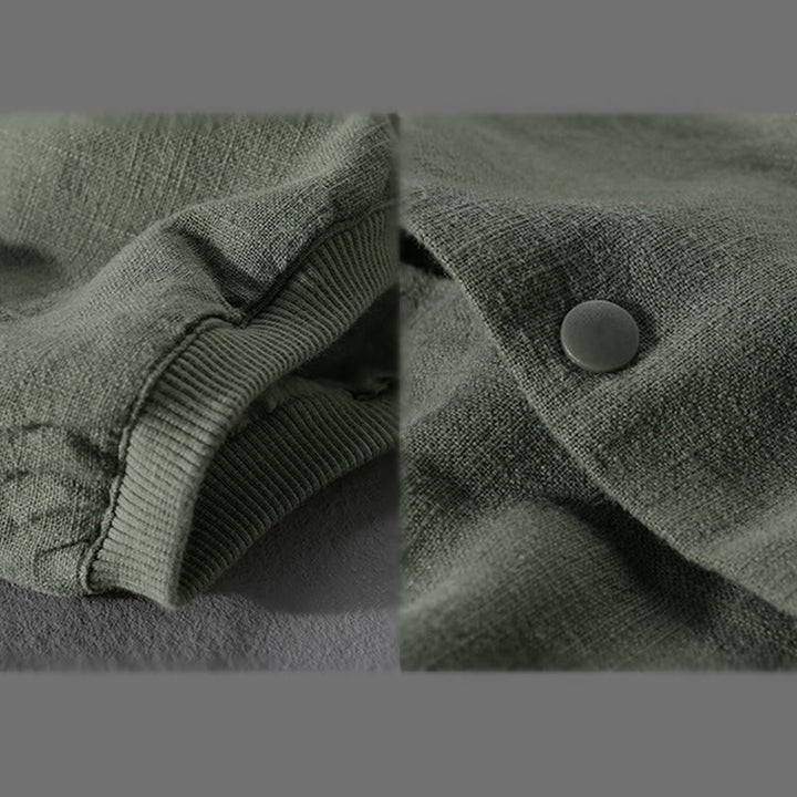 Chemise en coton et lin côtelée à manches longues et poches pour homme, motif Buddha Stones - image 10
