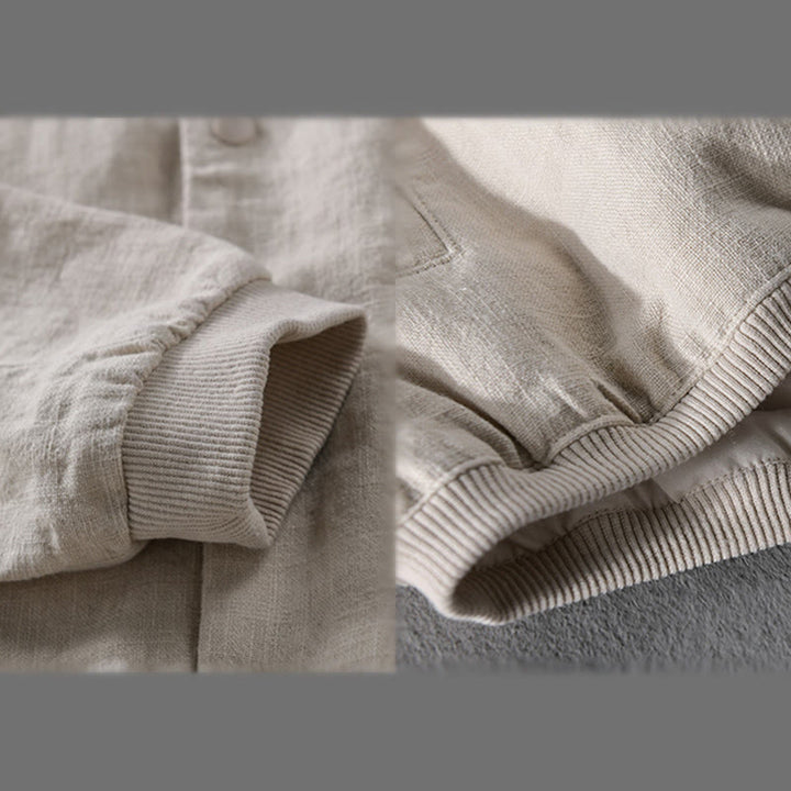Chemise en coton et lin côtelée à manches longues et poches pour homme, motif Buddha Stones - image 5