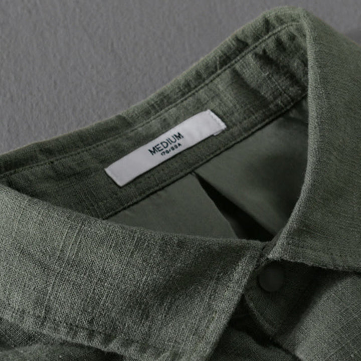 Chemise en coton et lin côtelée à manches longues et poches pour homme, motif Buddha Stones - image 9