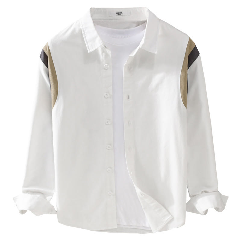 Chemise en coton à manches longues pour homme, motif patchwork contrasté de couleurs printanières, motif Buddha Stones - image 6