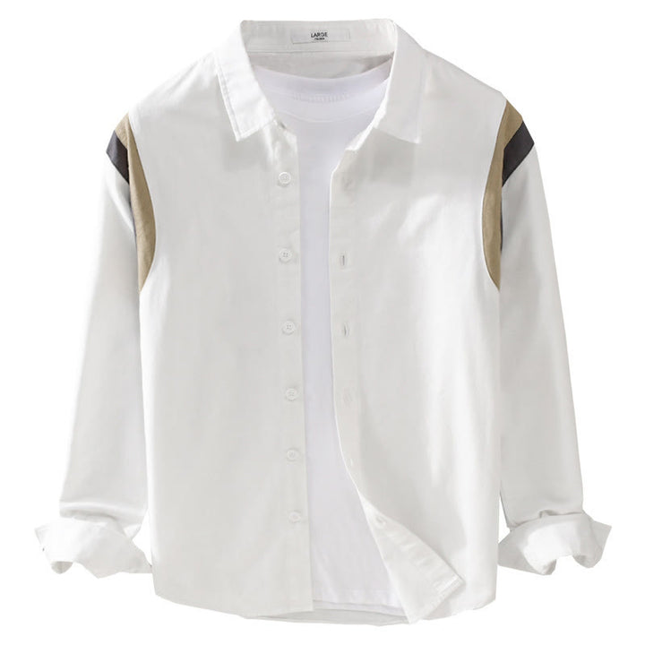 Chemise en coton à manches longues pour homme, motif patchwork contrasté de couleurs printanières, motif Buddha Stones - image 6