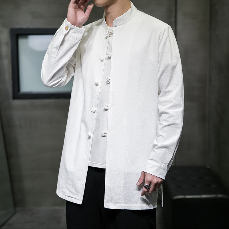 Chemise à manches longues en coton pour homme, simple, motif Buddha Stones, style chinois, avec boutons grenouille - image 12